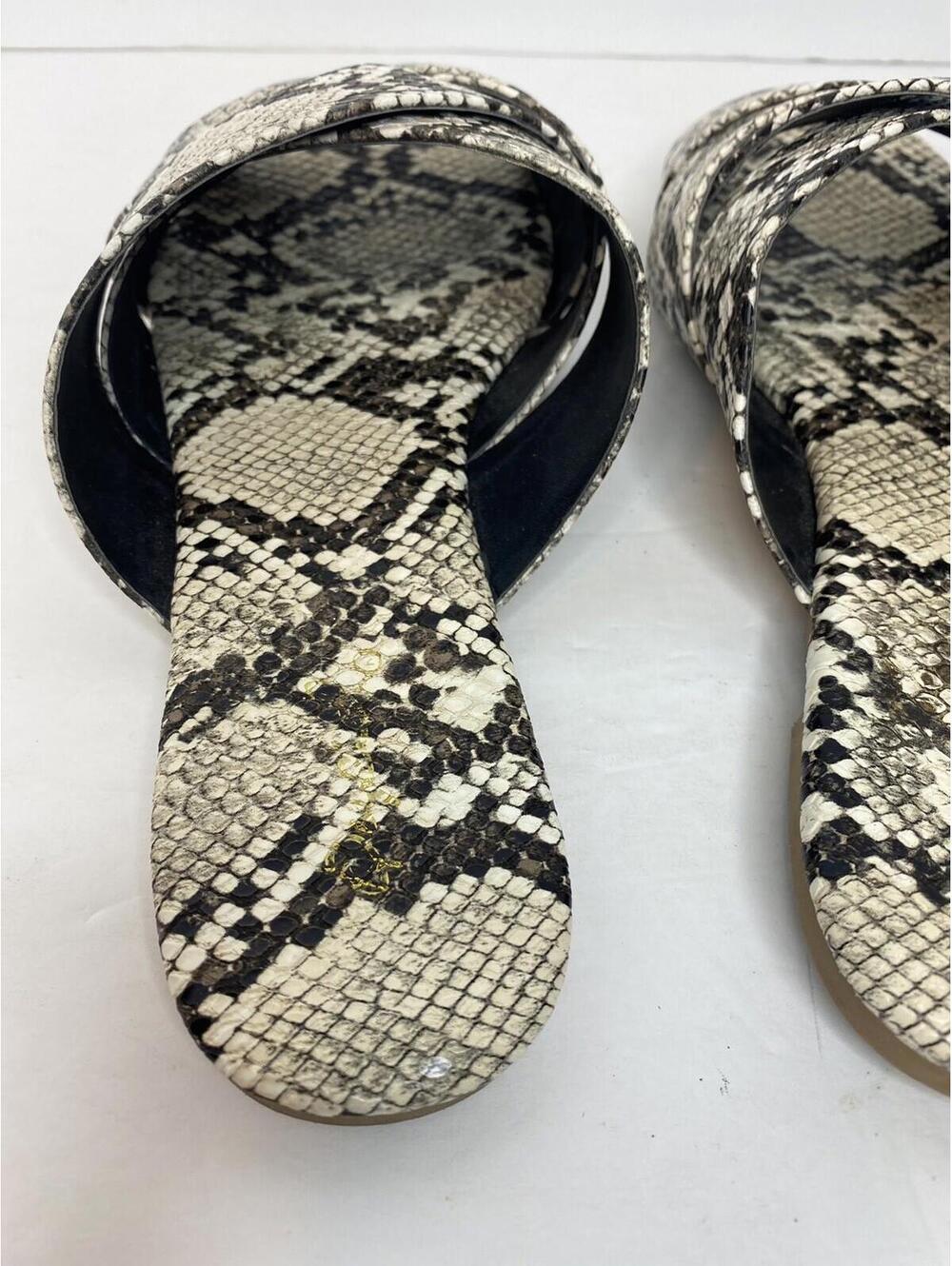 Qupid Black /brown /ivory Snake Print Faux Leather Slides Sandals, Size 7 - Picture 9 of 16